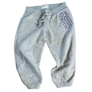 Y2K Aeropostale Gray Cropped Joggers Embroidered Spell Out Purple Medium
